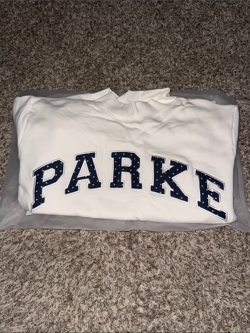 PARKE - Polka Dot Letter Varsity Mockneck - NEW IN BAG - Picture 4 of 5